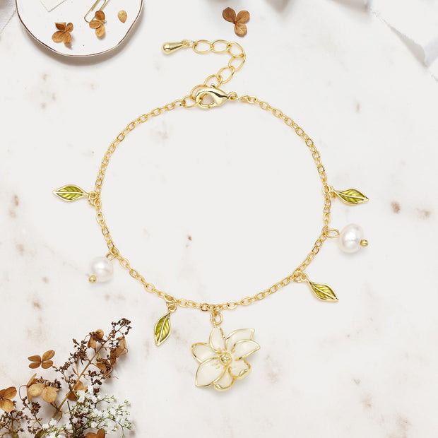 Gardenia Pearl Charm Bracelet