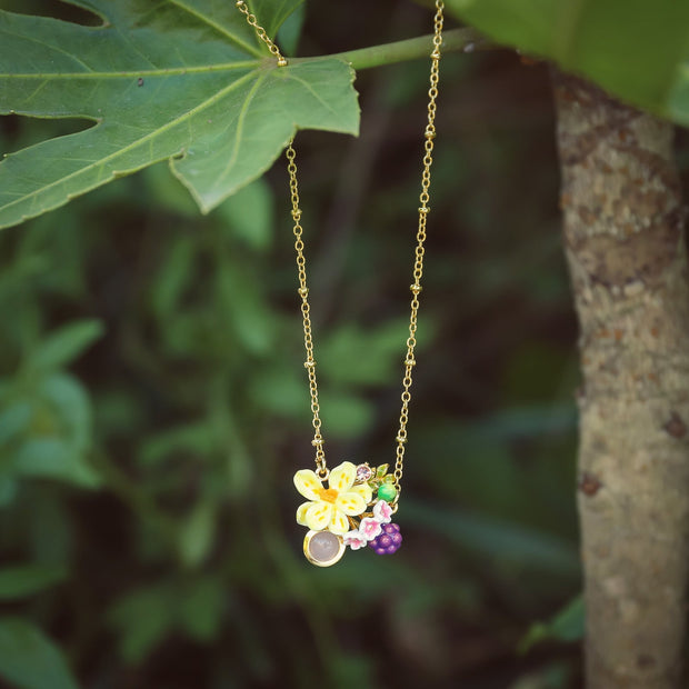 Sweet Grape Flower Gemstone Gift Set with Gift Wrapping