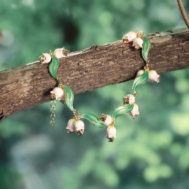 Lily Of The Valley Enamel Bracelet