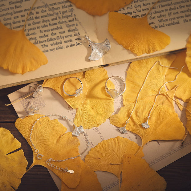 Silver Ginkgo Leaf Bracelet