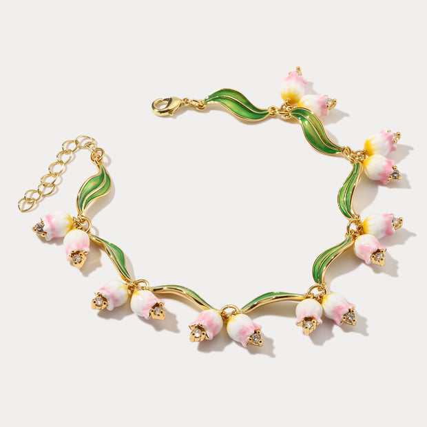 Lily Of The Valley Enamel Bracelet