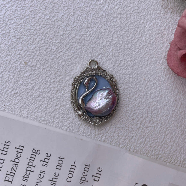 handmade baroque pearl swan pendant