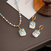 handmade baroque pearl earrings & necklace set