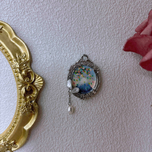 hand-painted baroque pearl pendant