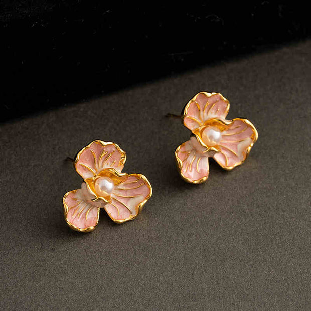 wonderful flower pearl earrings