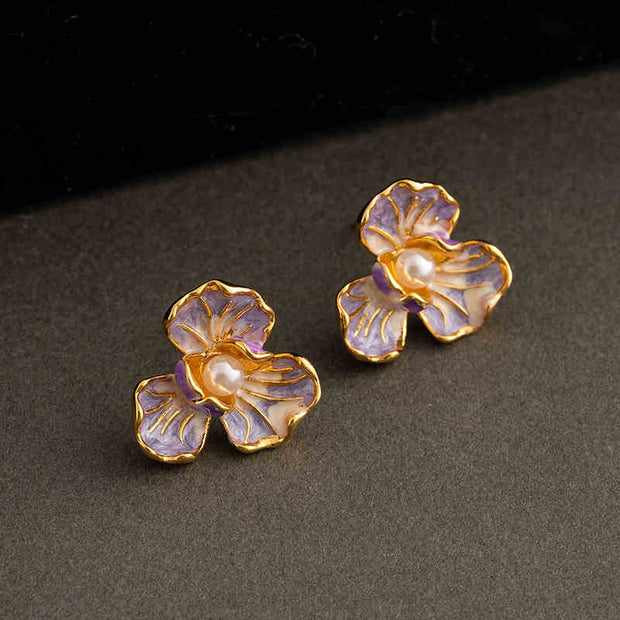 wonderful flower pearl earrings