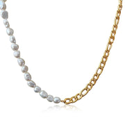 Handmade Baroque Freshwater Pearl Curb Chain Necklace