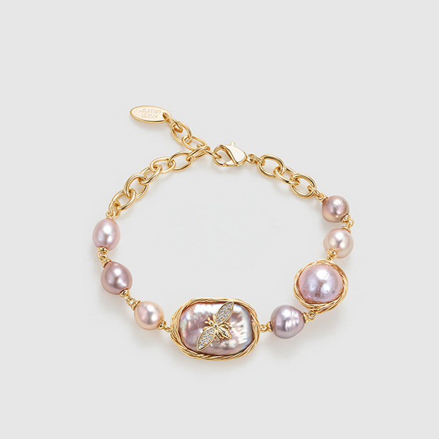 little Bee lilac baroque pearl bracelet