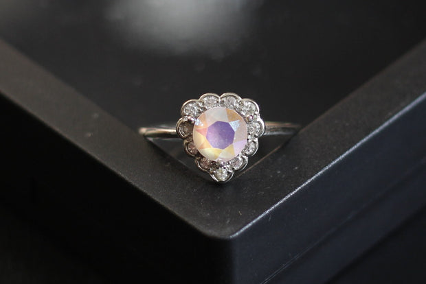 Retro Opal Murano Old Glass Vintage Adjustable Rings