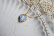 Blue glass opal pearl necklace