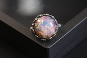 Retro Opal Murano Old Glass Vintage Adjustable Rings