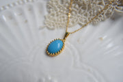 Blue glass opal pearl necklace