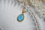 Blue glass opal pearl necklace