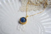 Blue glass opal pearl necklace