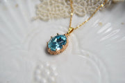 Blue glass opal pearl necklace