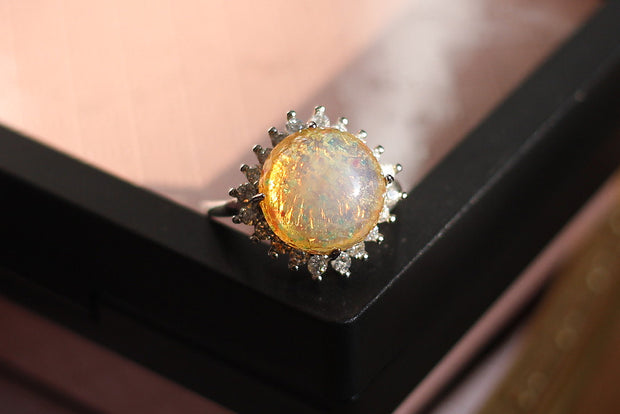 Retro Opal Murano Old Glass Vintage Adjustable Rings