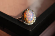 Retro Opal Murano Old Glass Vintage Adjustable Rings