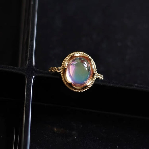 Retro Opal Murano Old Glass Vintage Adjustable Rings