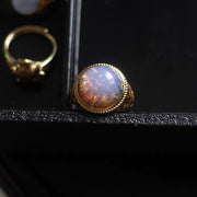 Retro Opal Murano Old Glass Vintage Adjustable Rings