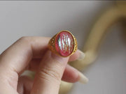 Retro Opal Murano Old Glass Vintage Adjustable Rings