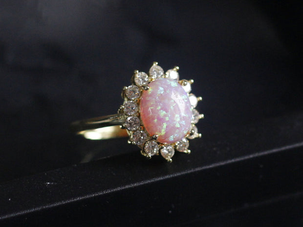 Retro Opal Murano Old Glass Vintage Adjustable Rings