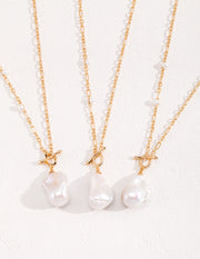 Sterling Silver Baroque Pearl Long Necklace