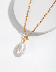 Sterling Silver Baroque Pearl Long Necklace