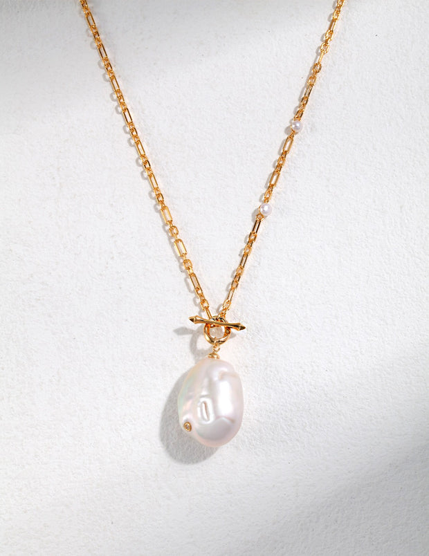 Sterling Silver Baroque Pearl Long Necklace