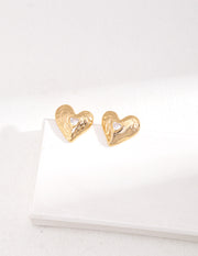 Sterling Silver Heart Zircon Earrings