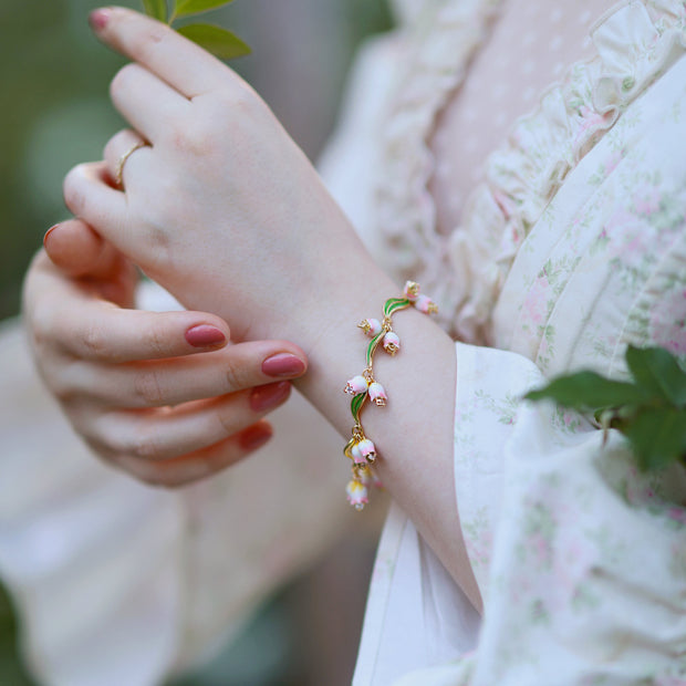 Lily Of The Valley Enamel Bracelet