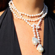 Silver Perle Long Pearl Necklace