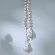 Silver Perle Long Pearl Necklace